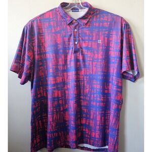 Hreski Golf Polo Shirt Men's Size 2XL Performance Stretch Bright Brush Stroke